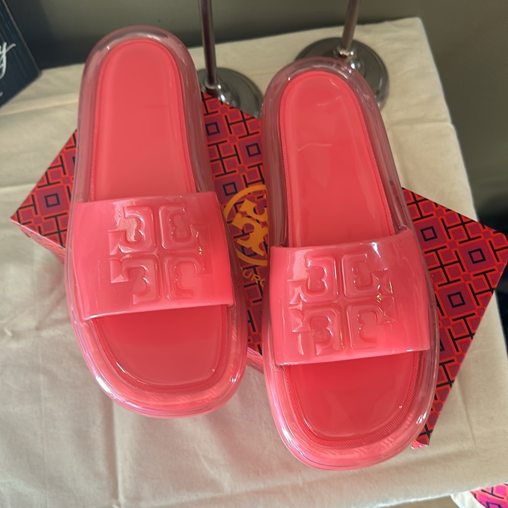 Tory Burch buckle bubble jelly slide sandals